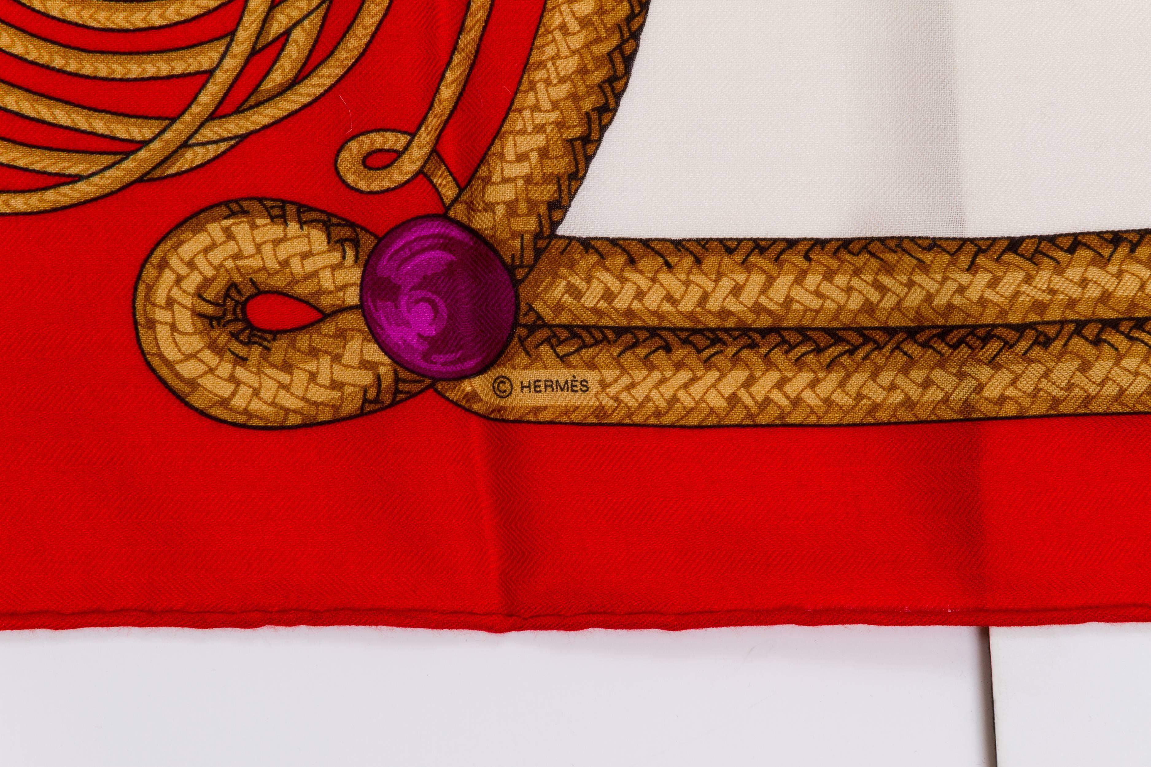 Hermès Kaschmir-Seiden-Mischung Sammlerstück Brandebourgs-Schal von Latham. Von Hand gerollter Rand. Neu in Box nie getragen