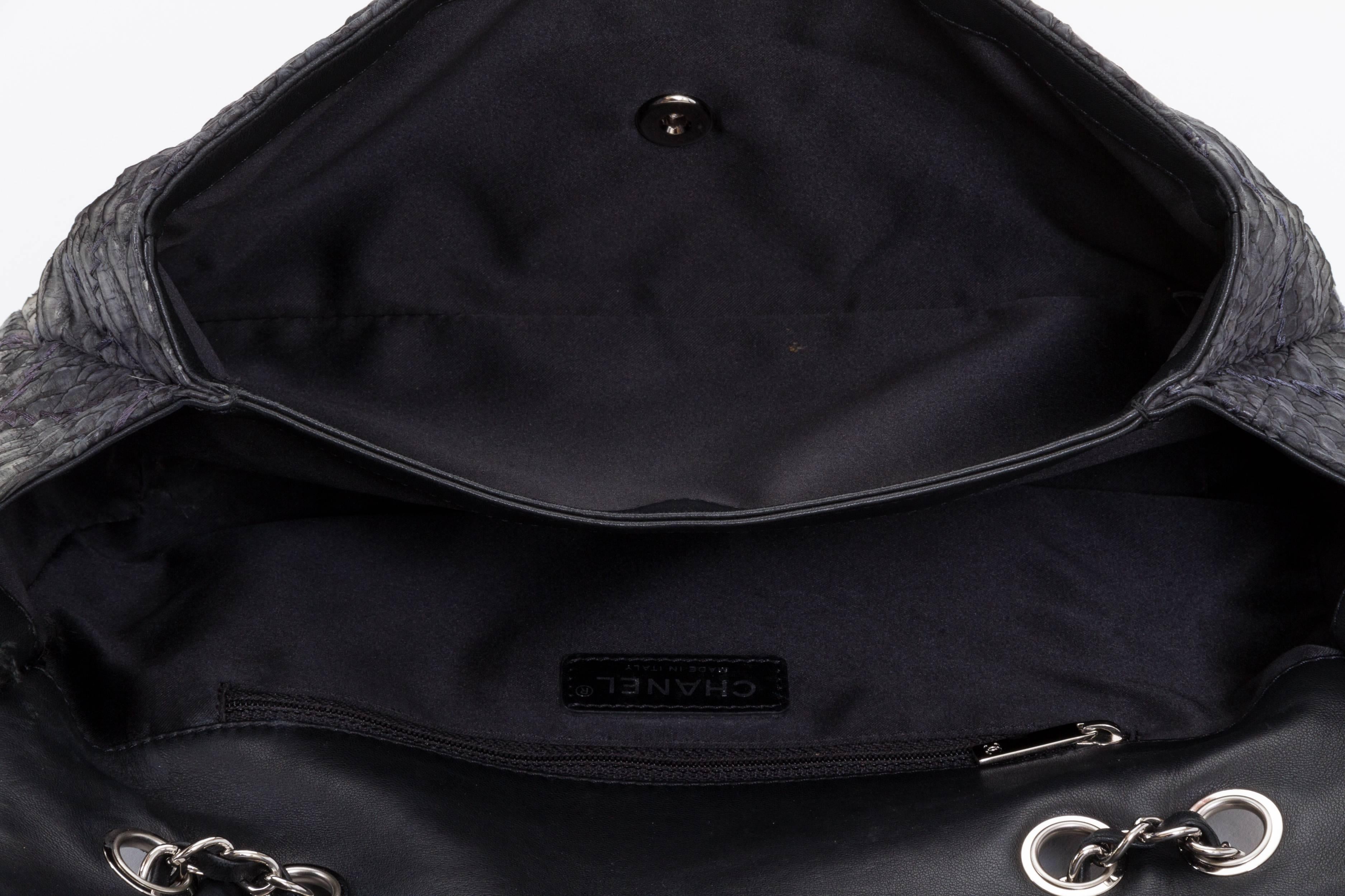 Women's Chanel Grey Python Single Flap Bag