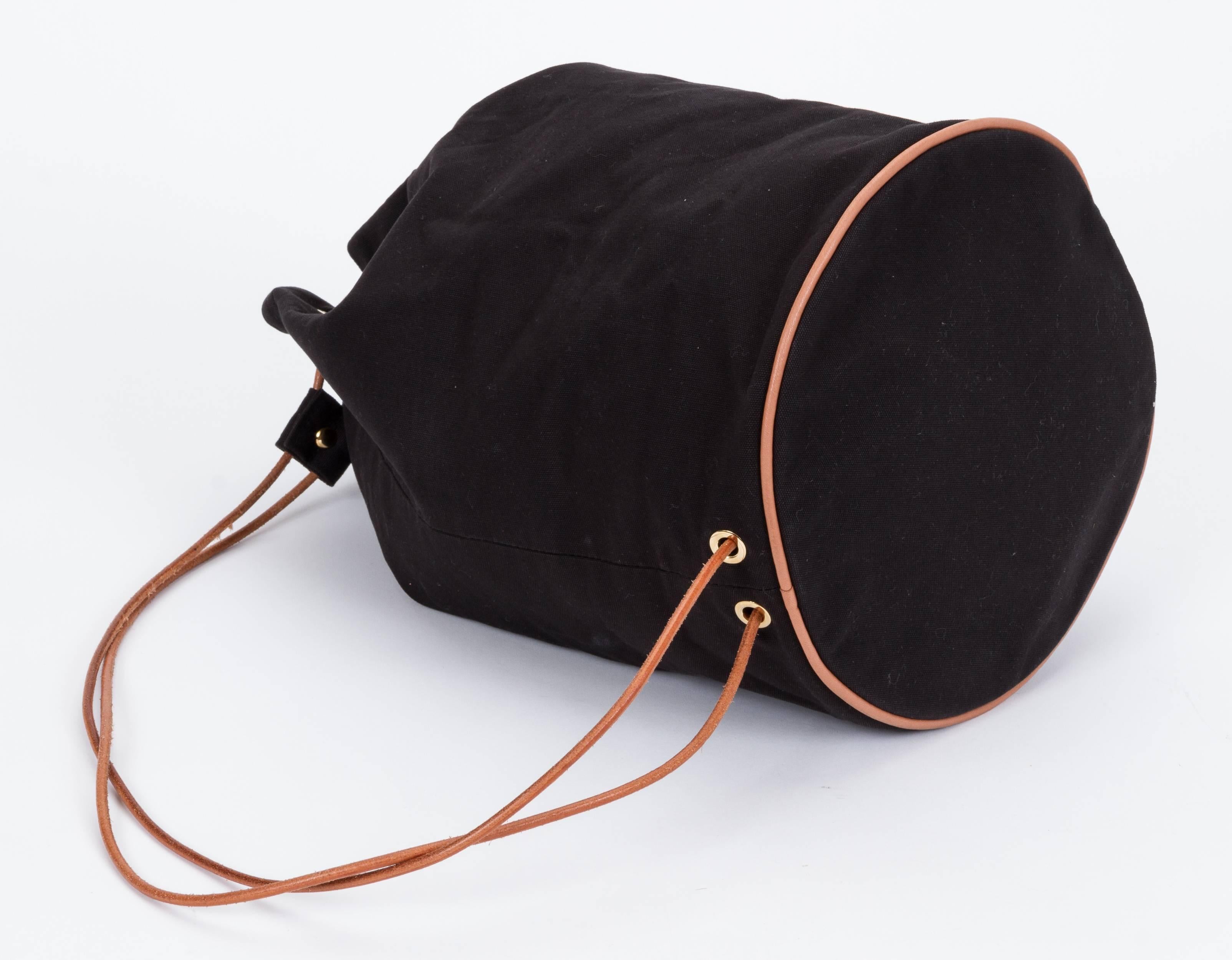 Women's Hermes Black Toile/Cuir Backpack