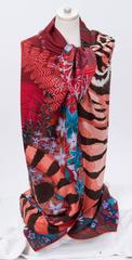 Hermes Orange Tyger Cashmere Silk 54" Shawl Scarf