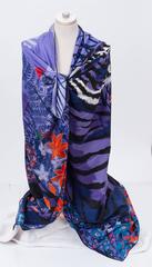 Hermes Purple 54" Tyger Cashmere Shawl Scarf