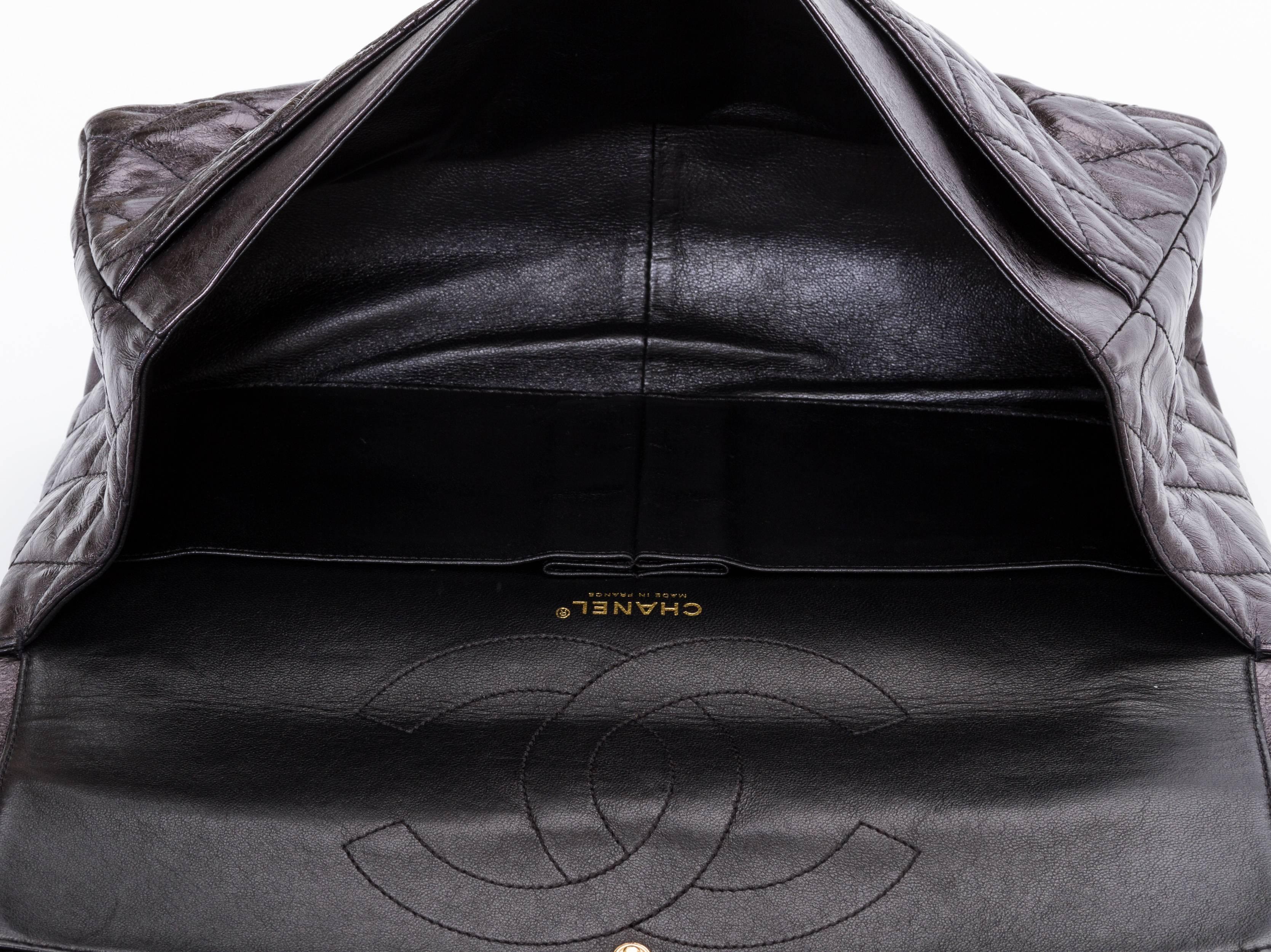 Chanel Black Metallic Maxi Flap Bag 1