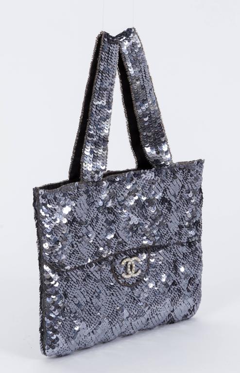 silver sequin evening bag