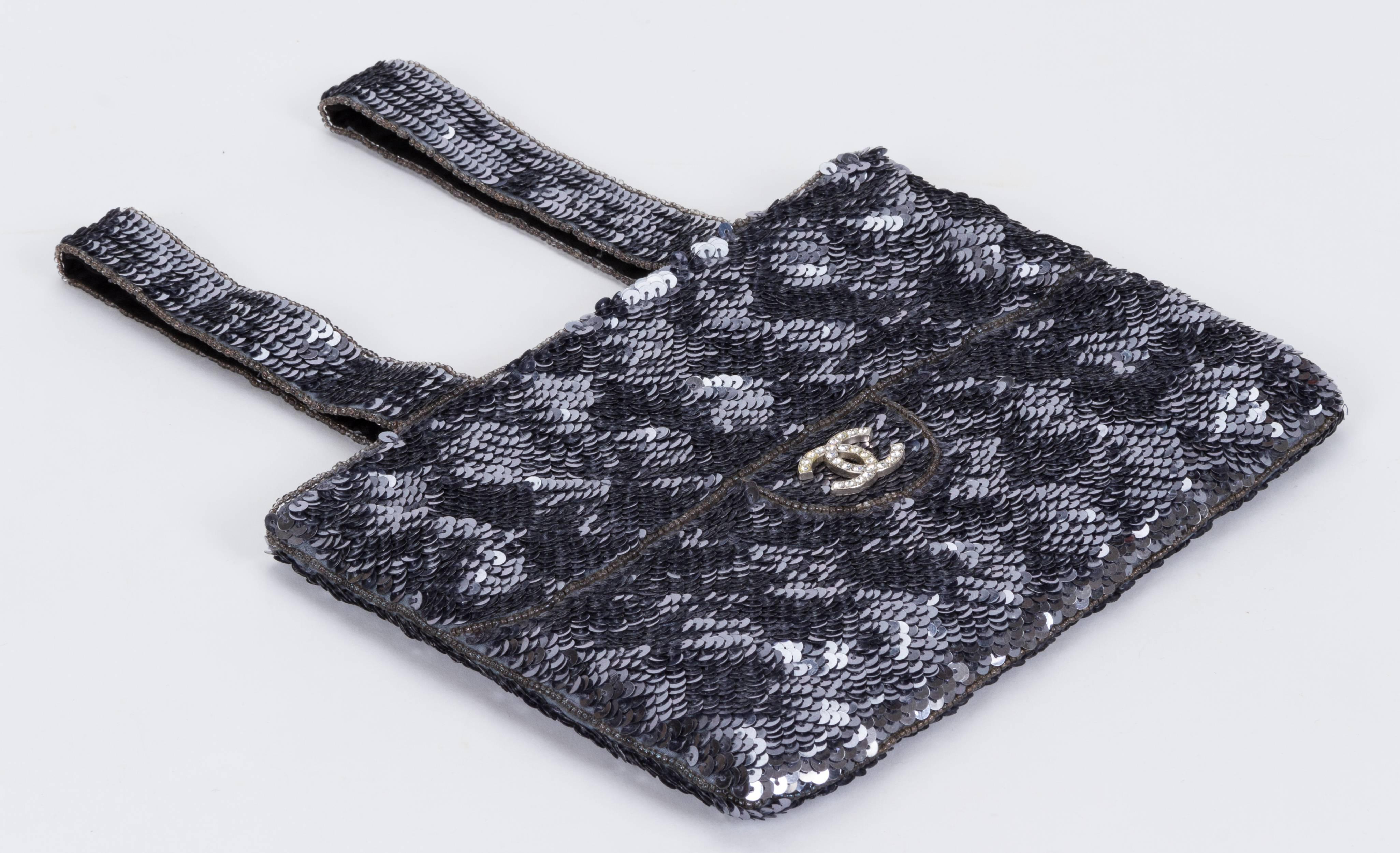 silver sequin purse