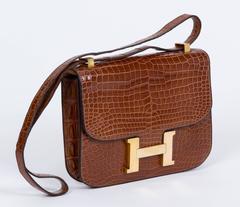 Hermes Vintage Crocodile Miel Constance