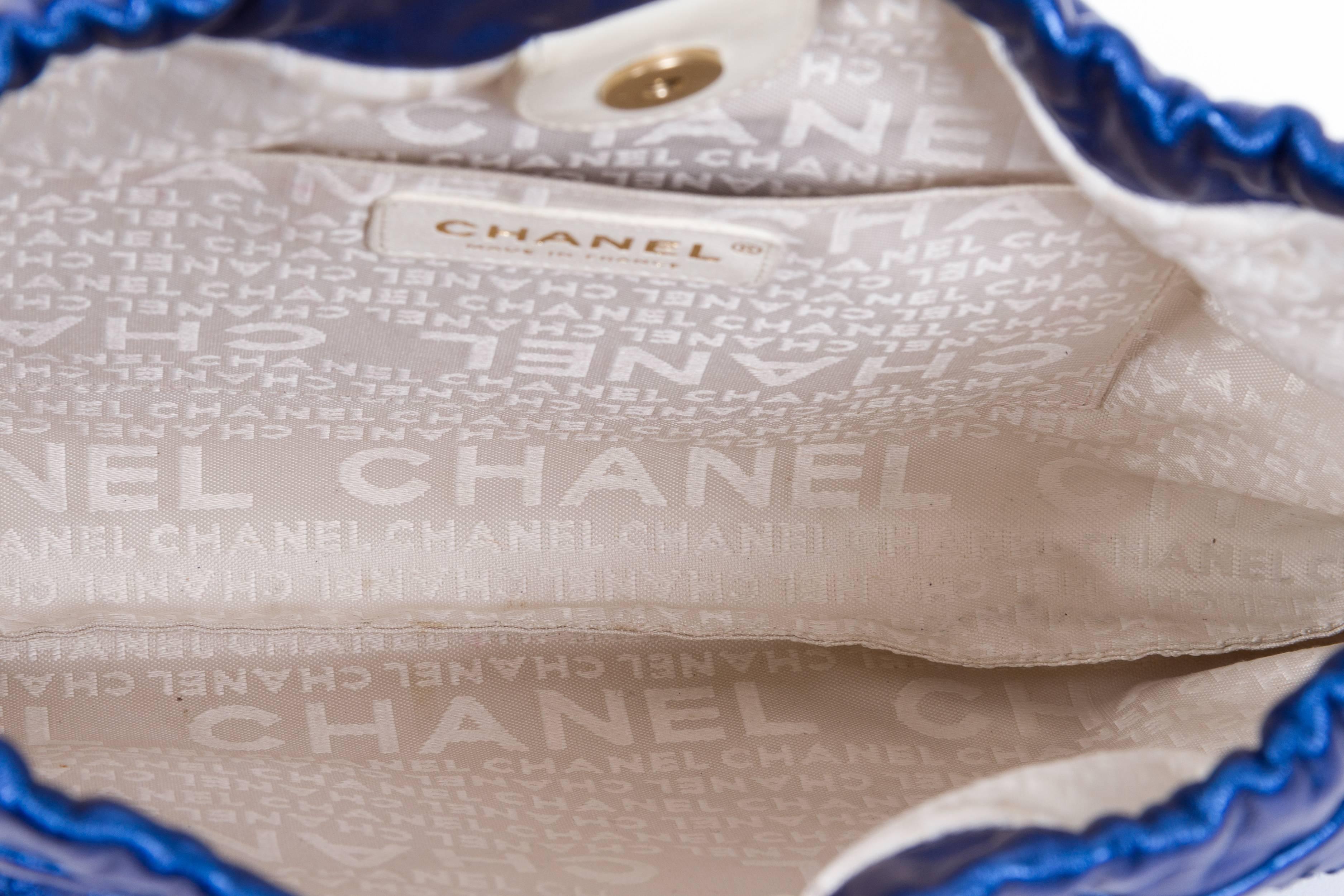 Chanel Metallic Blue Rose Shoulder Bag 1