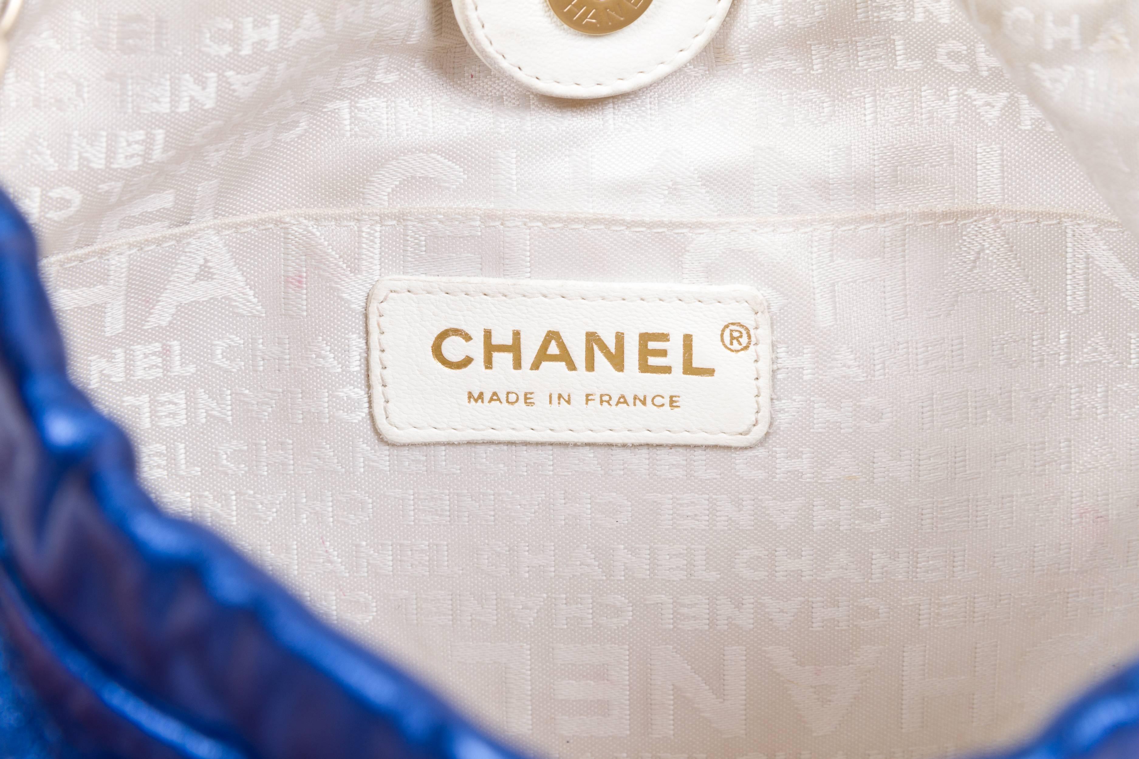 Chanel Metallic Blue Rose Shoulder Bag 2