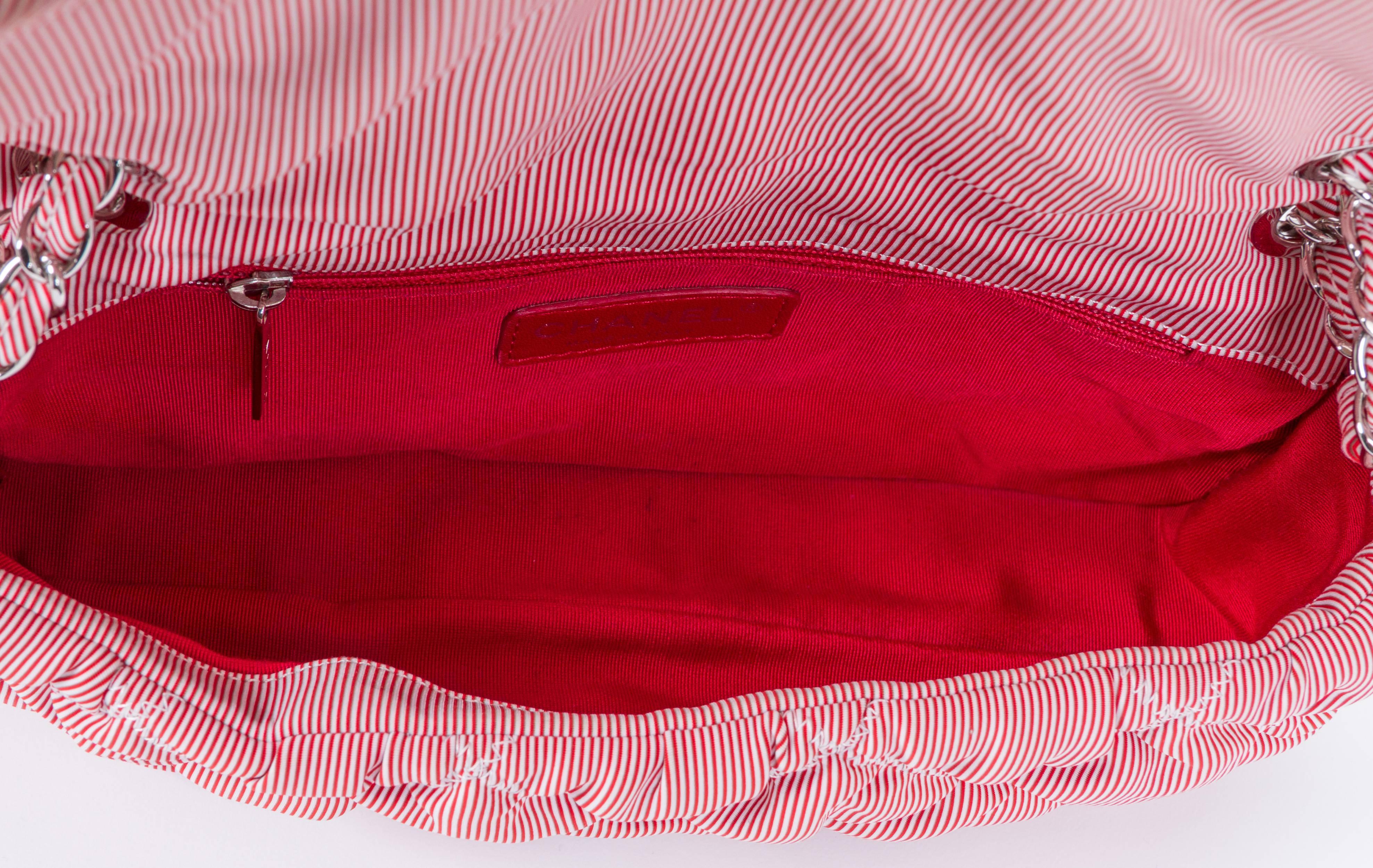 Women's Chanel Striped Red & White Bubble Flap