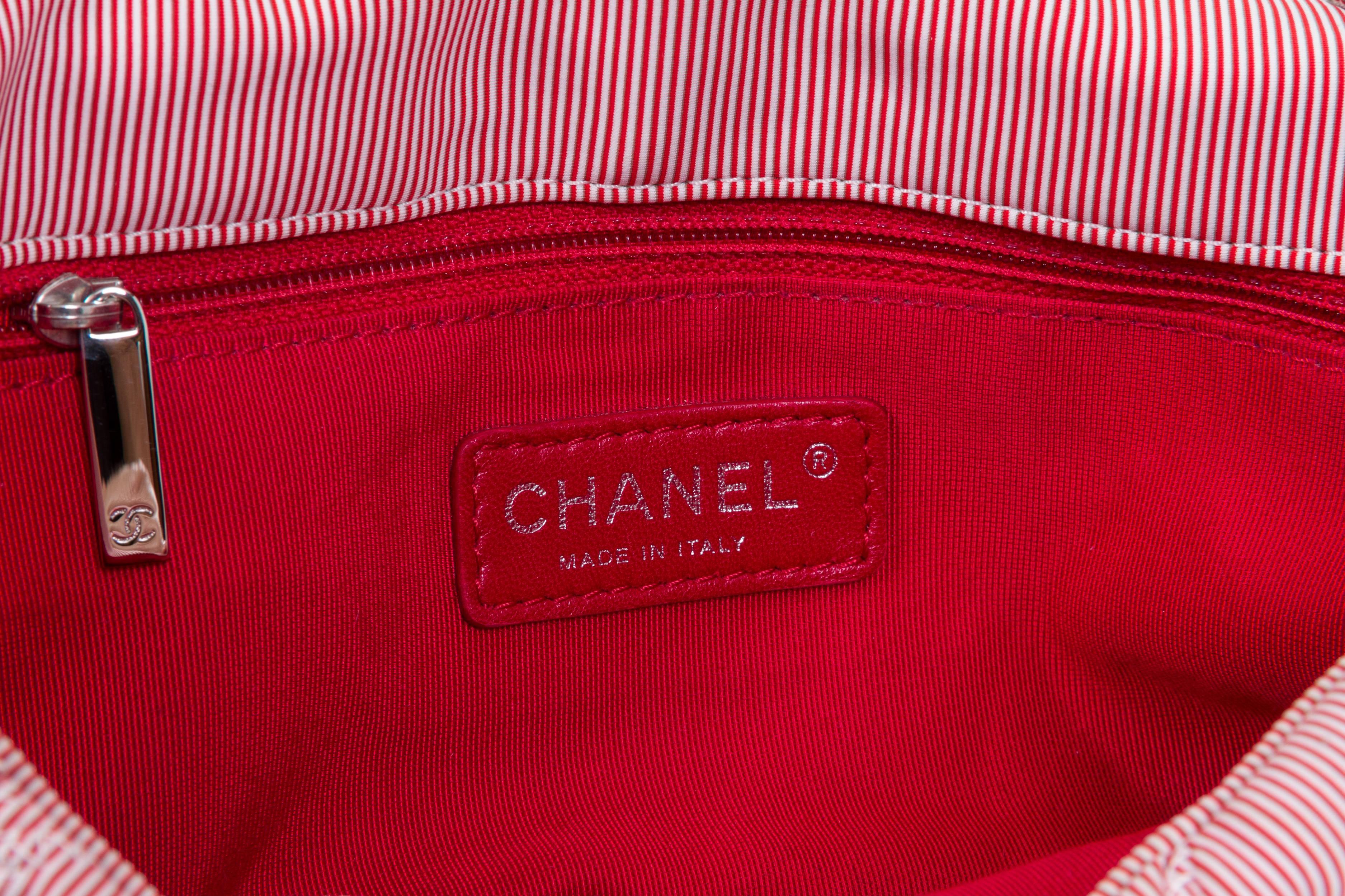 Chanel Striped Red & White Bubble Flap 1