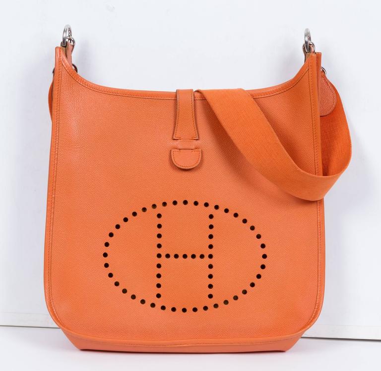Hermes Large Orange Vintage Evelyne Bag at 1stDibs hermes evelyne bag