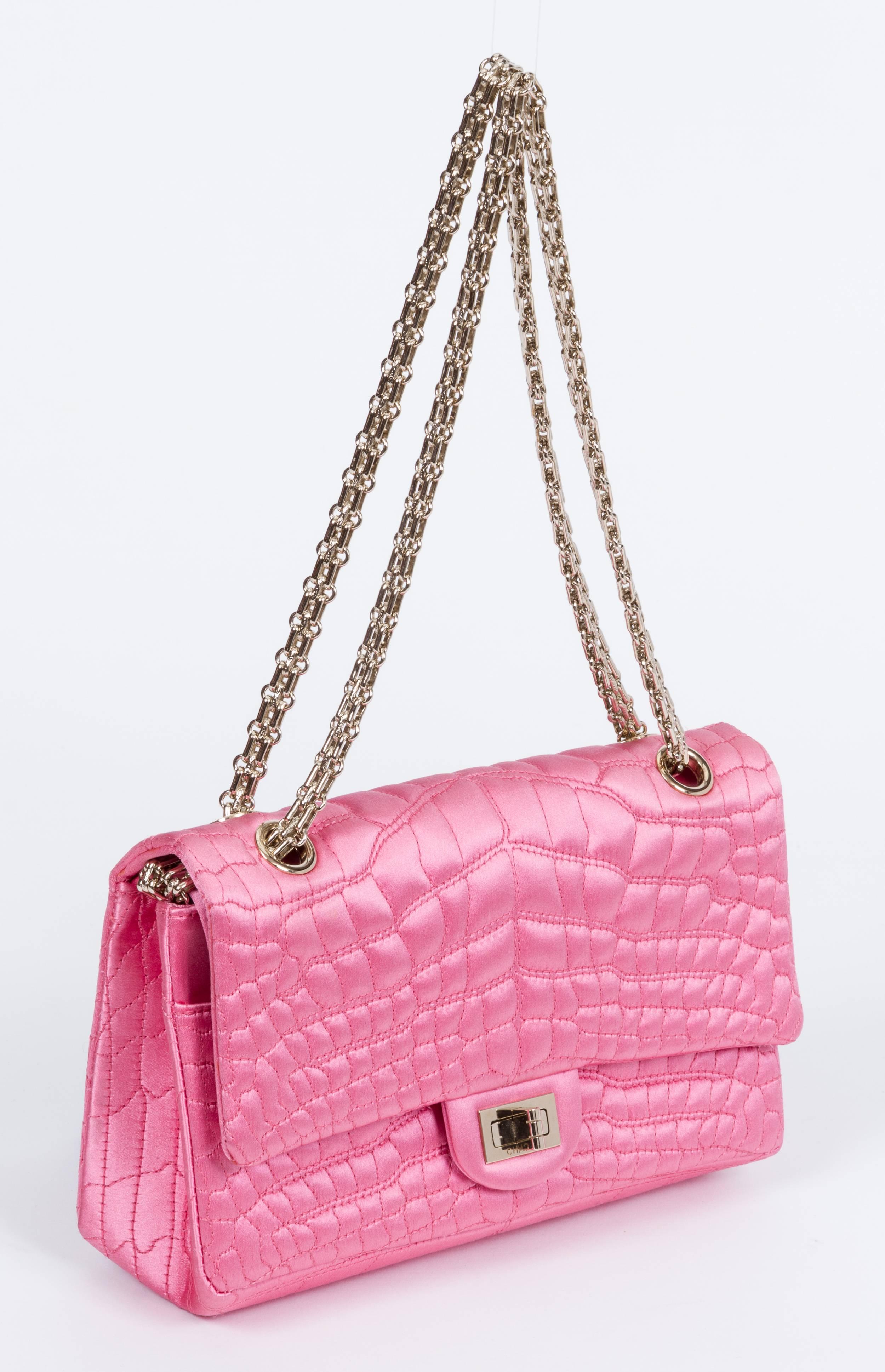 chanel pink satin bag