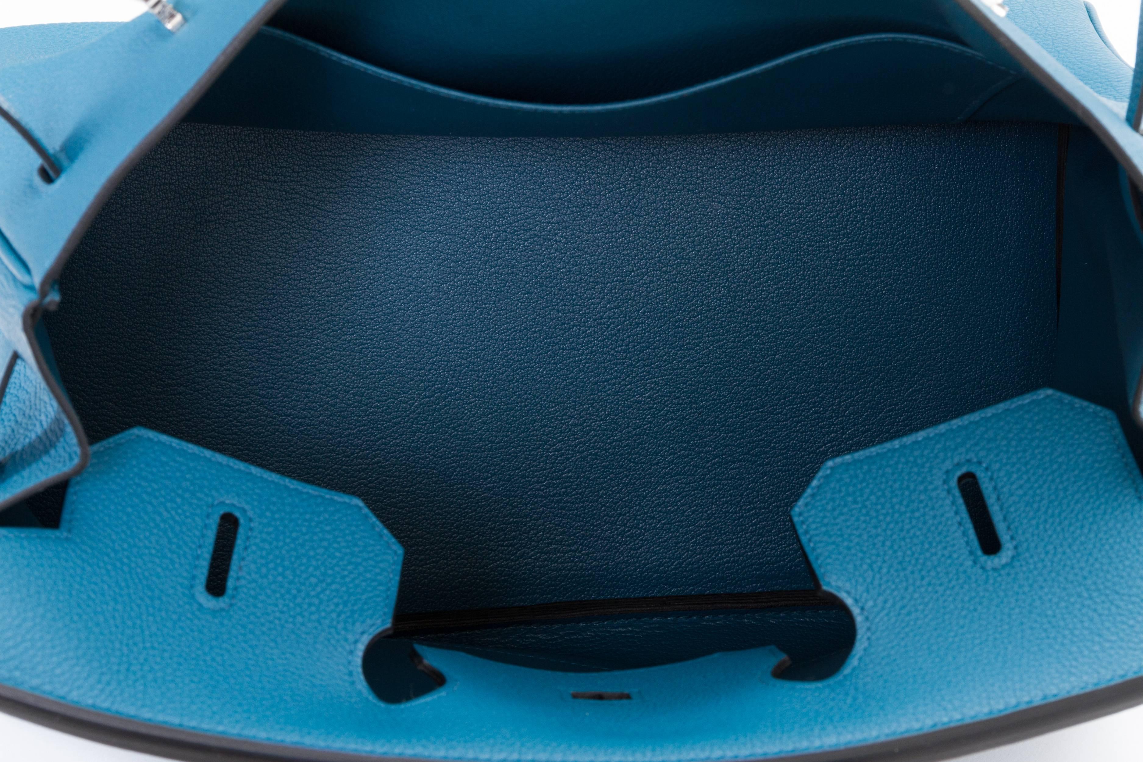 Blue New in Box Hermes Birkin 35 Cobalt Palladium Bag