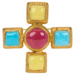 Chanel 70s Gripoix Cross Pin/Pendant