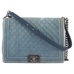 Chanel Denim Quilted Large Boy Flap Blue