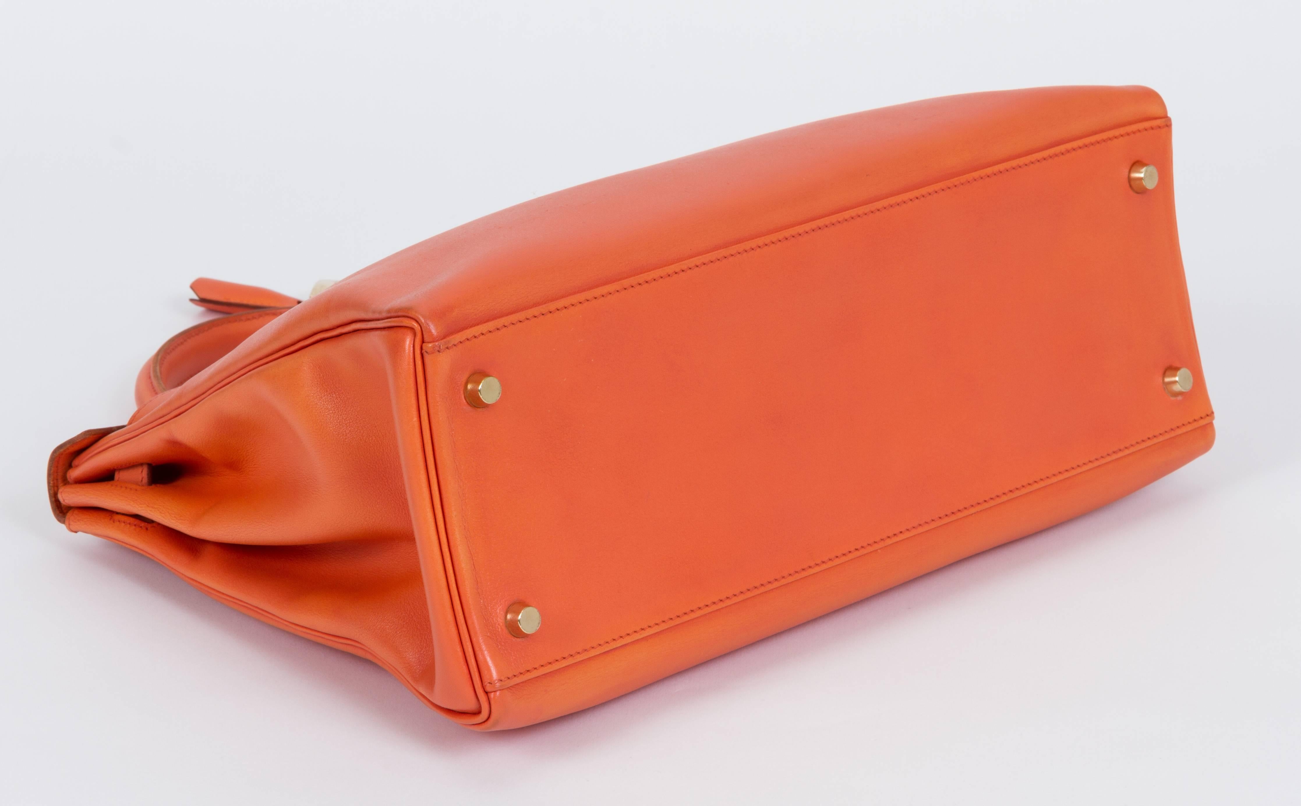 Women's Hermes Vintage Kelly 35 Orange Gulliver Bag