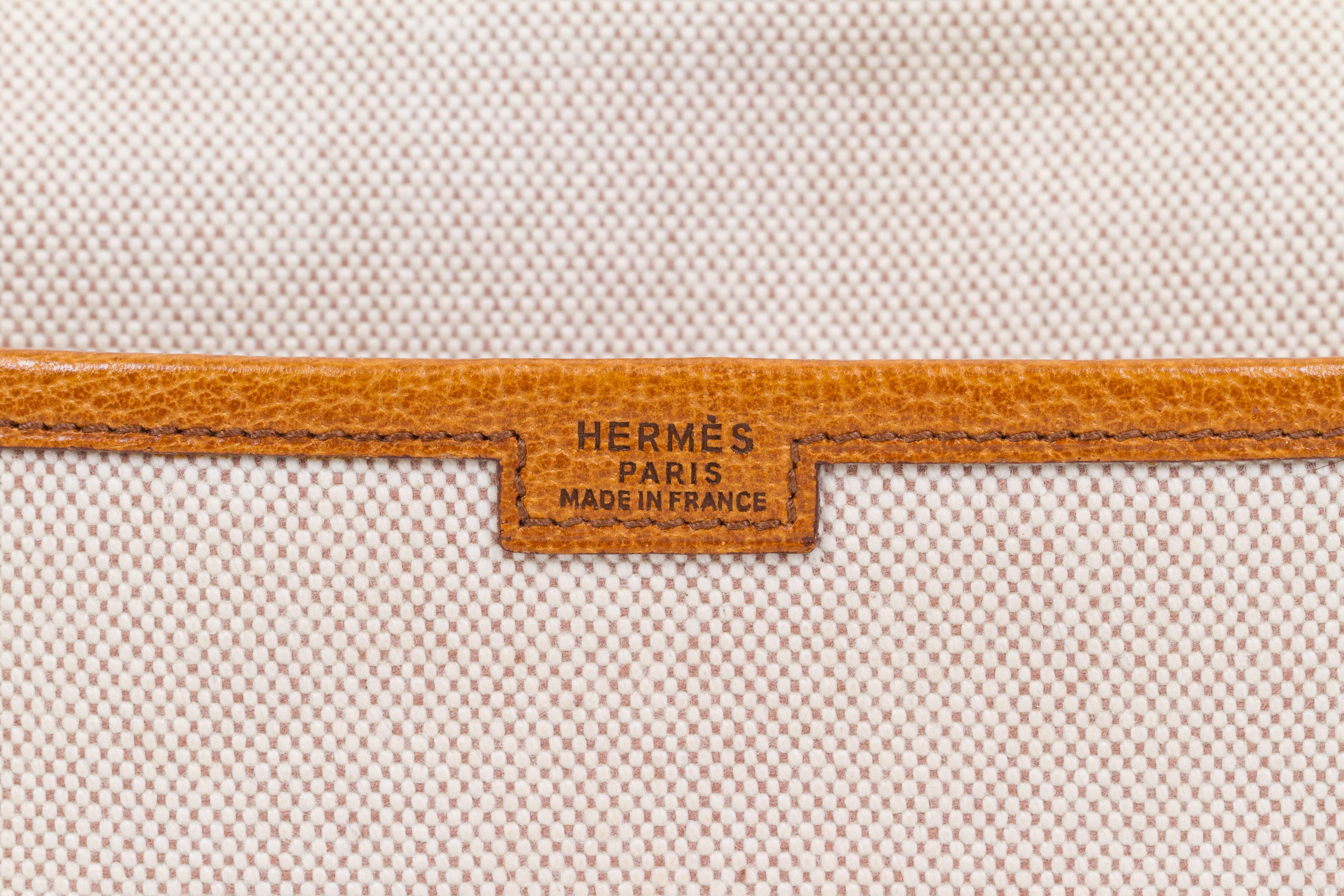 Hermes Vintage Jige Clutch Toile Brown  1