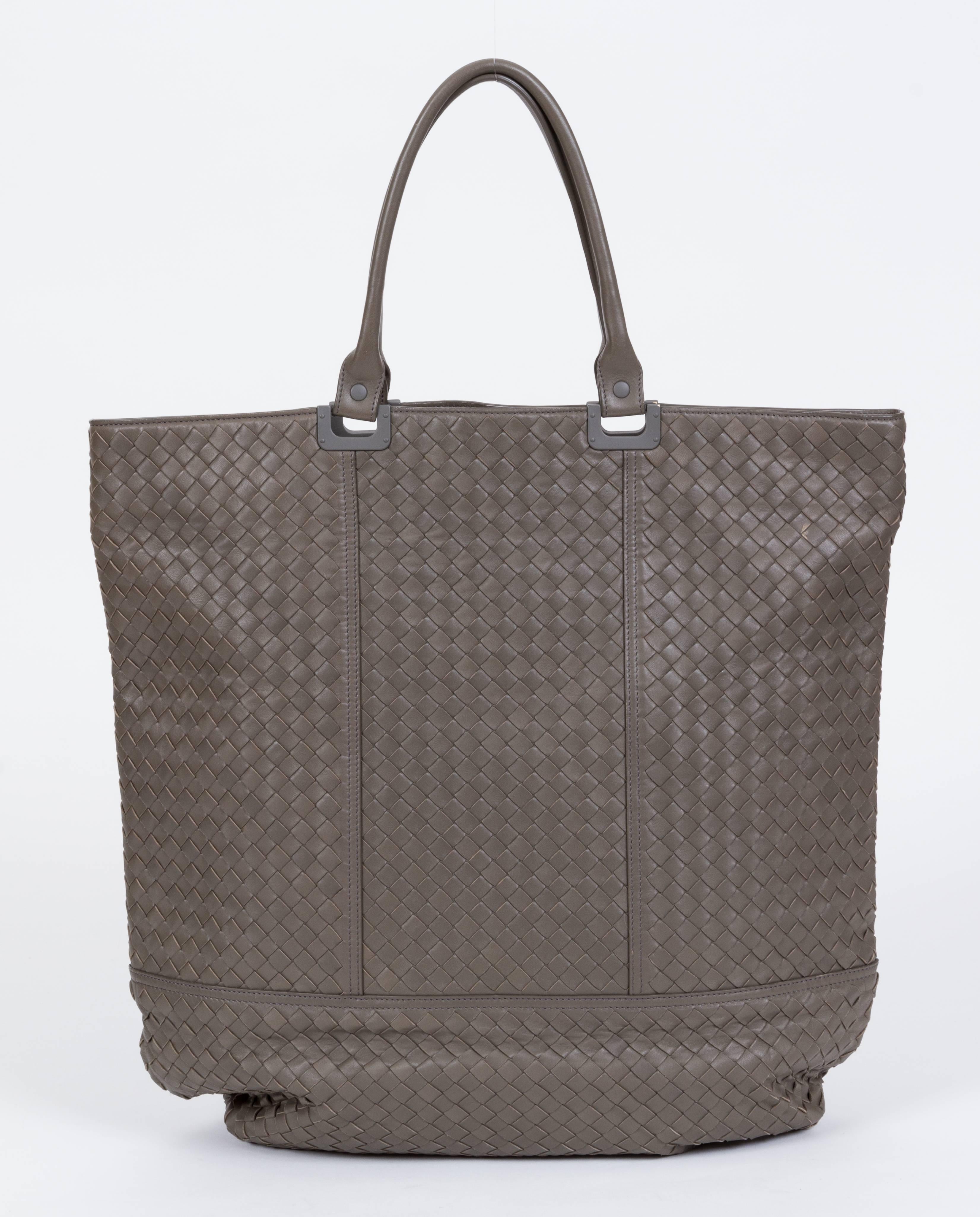 Gray Bottega Veneta Etoupe Shoulder Tote Bag