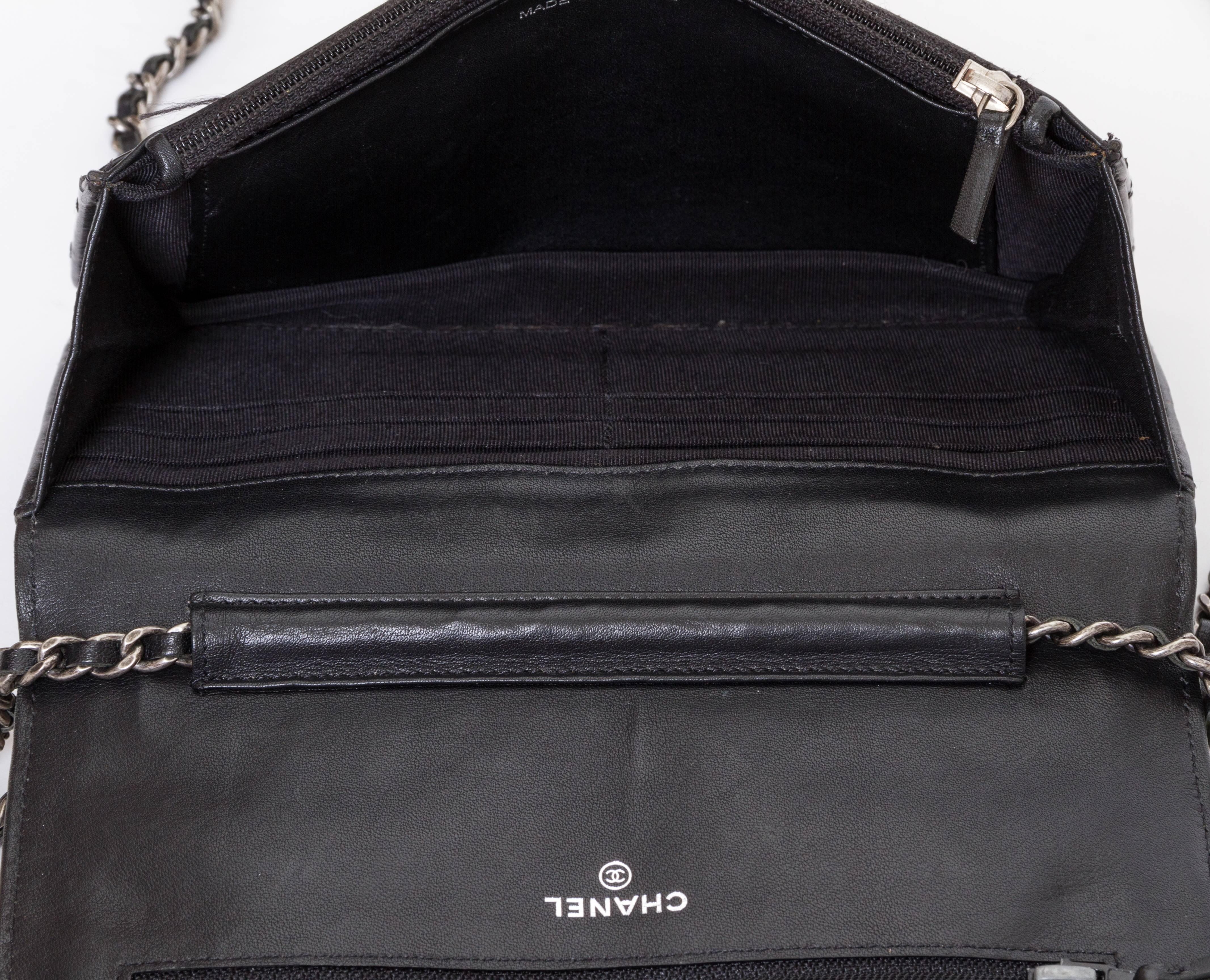 Chanel Black Patent Wallet on a Chain Cross Body Bag 1
