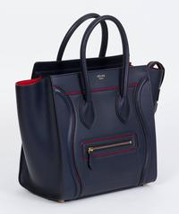 Celine Limited Edition Navy Red Leather Mini Luggage Bag