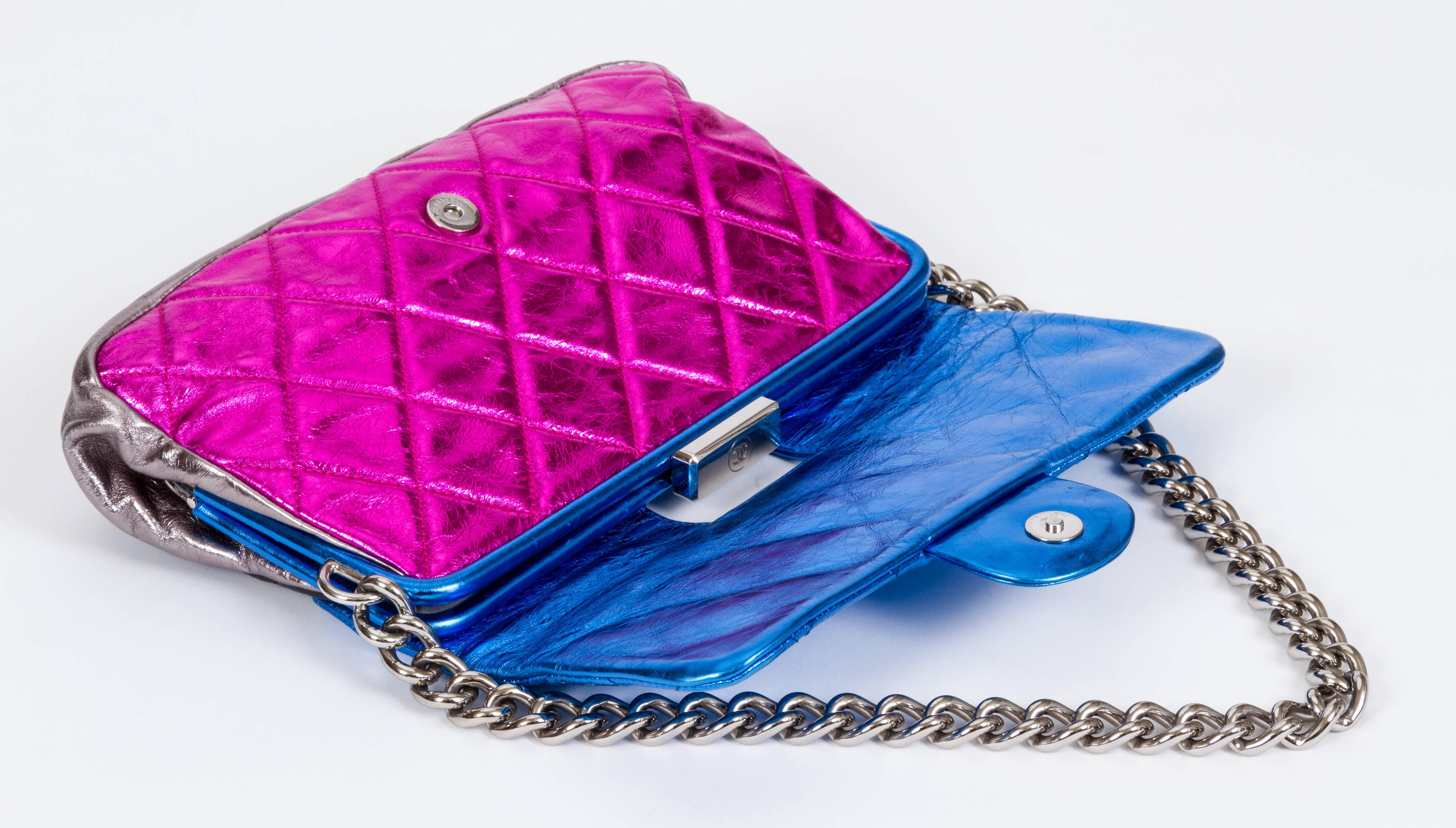 Chanel Metallic 4 Colors Limited Edition Flap Bag In Excellent Condition In West Hollywood, CA