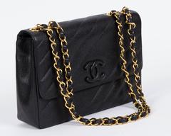 Chanel Black Caviar Diagonal Jumbo Bag
