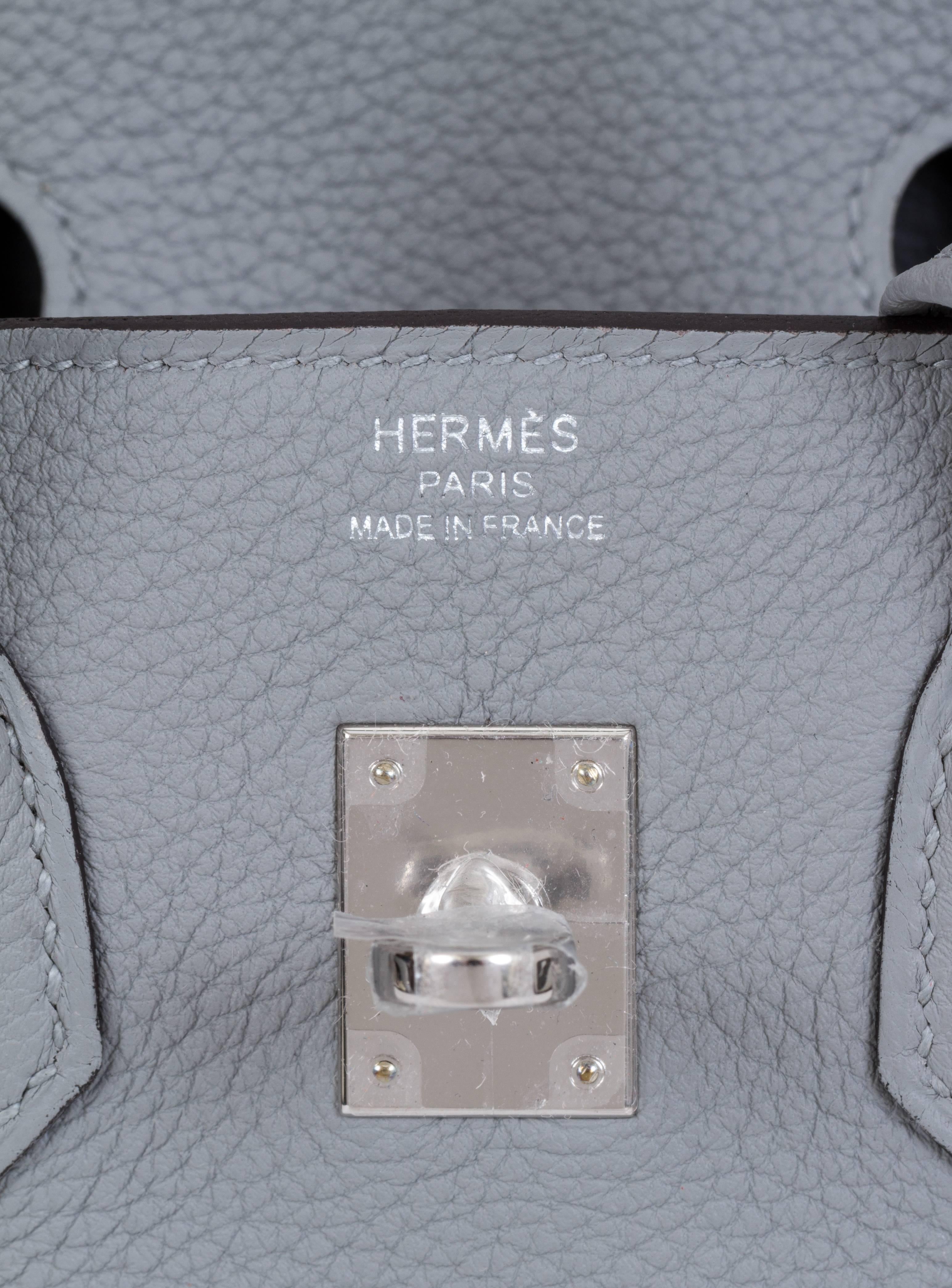 Gray Hermes New Birkin 25 Gris Mouette Togo Bag