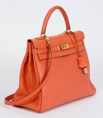 Hermes Vintage Kelly 35 Orange Gulliver Bag