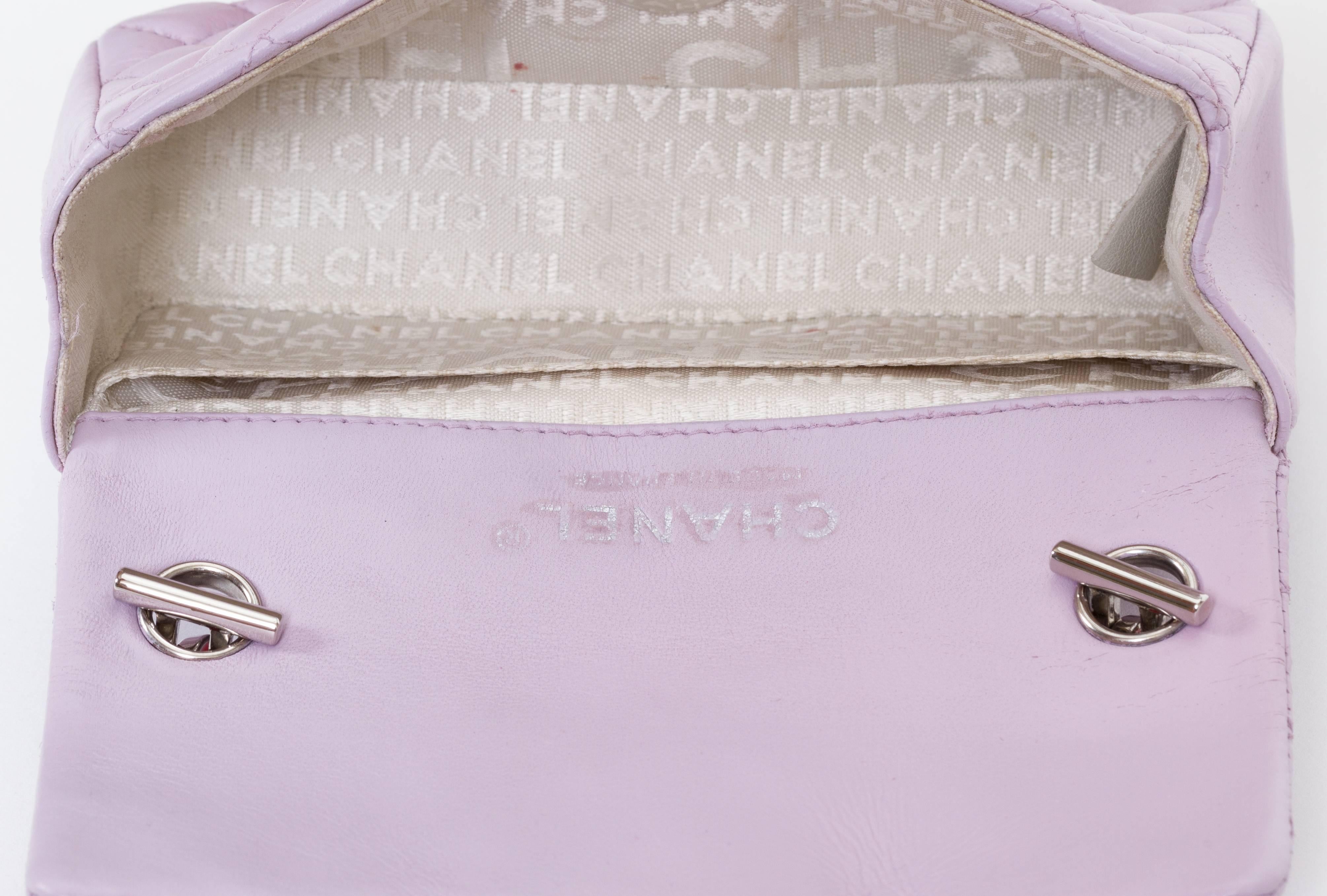 Gray Chanel Mini Classic Lavender Flap Bag