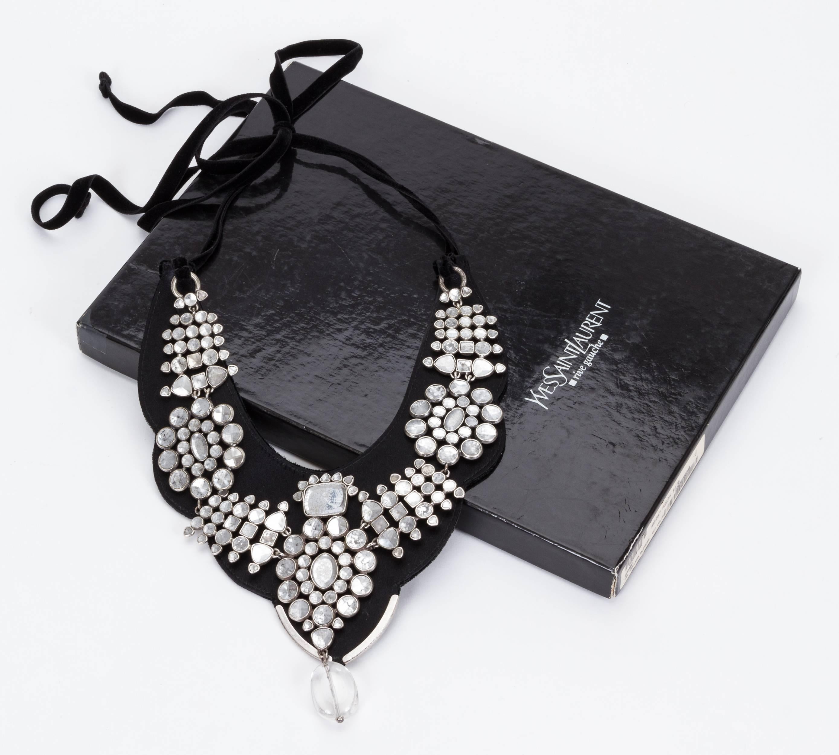 YSL Satin Rhinestone Bib Necklace with Box 2