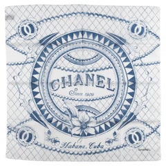 Chanel New Havana Cuba Scarf White Blue