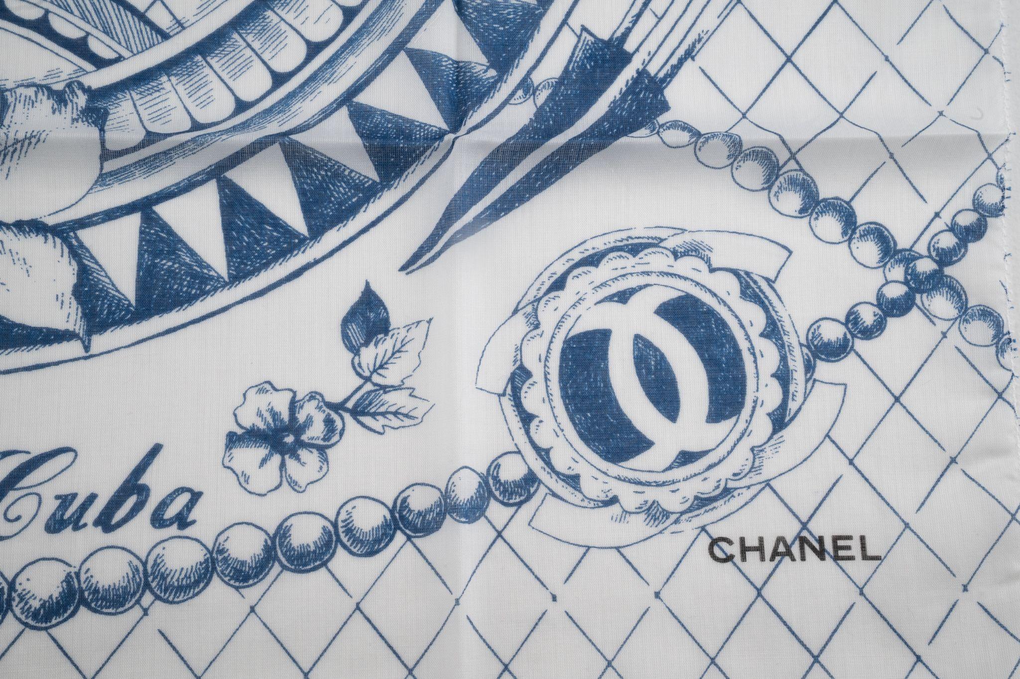 De las mujeres Chanel Nueva Habana Cuba Pañuelo Blanco Azul en venta