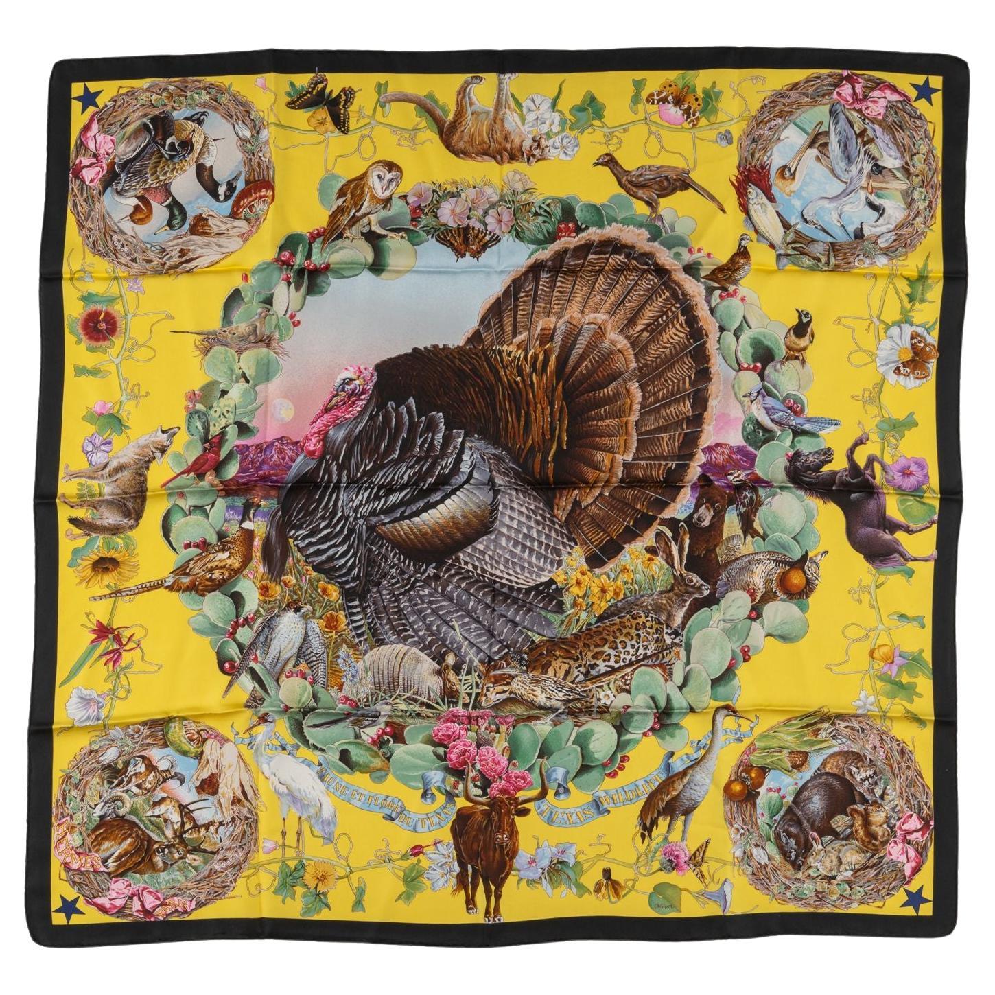 Foulard "Faune et Flore du Texas" d'Hermès en vente