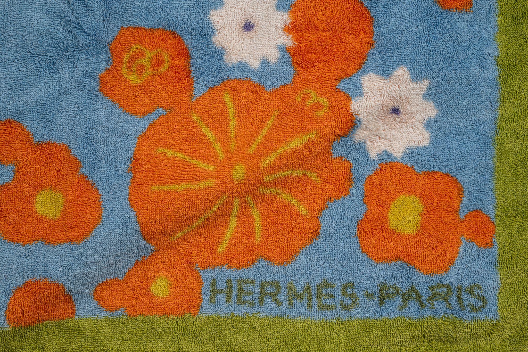 Marron Hermès - Serviette de plage - Scène asiatique en vente