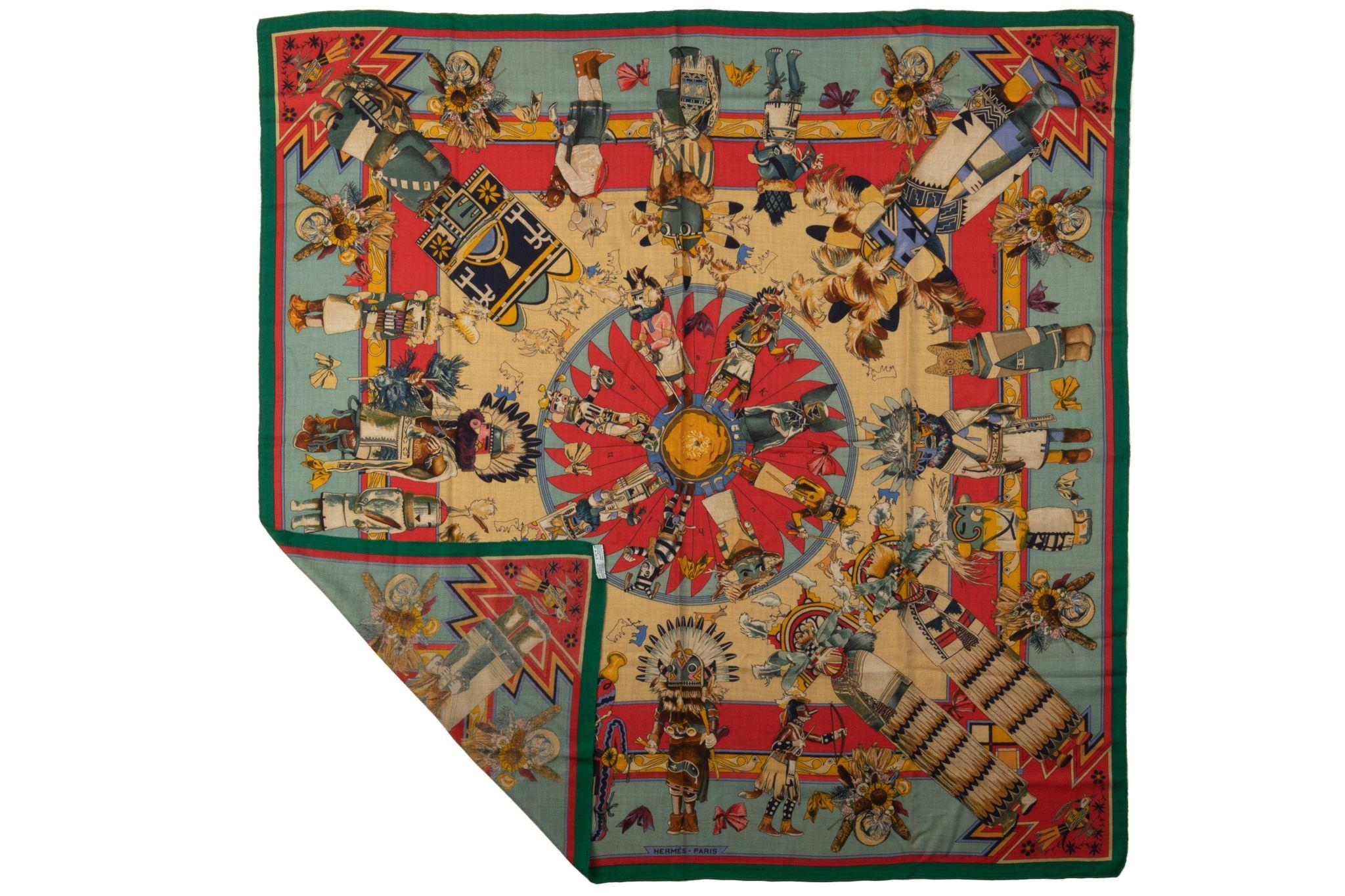 Scialle in cashmere Hermes Rare Kachinas In condizioni ottime in vendita a West Hollywood, CA