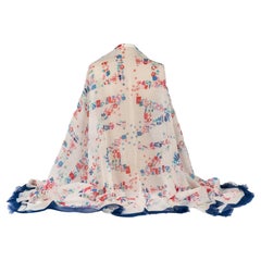 Chanel New White Blue Cashmere Shawl (Châle en cachemire)