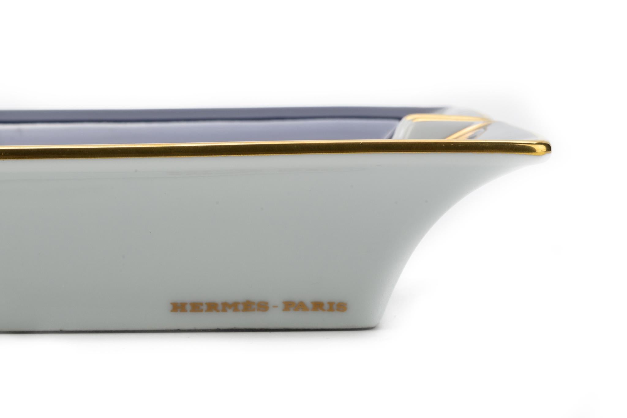 Hermes Blue Guepards Collectible Ashtray In Excellent Condition For Sale In West Hollywood, CA
