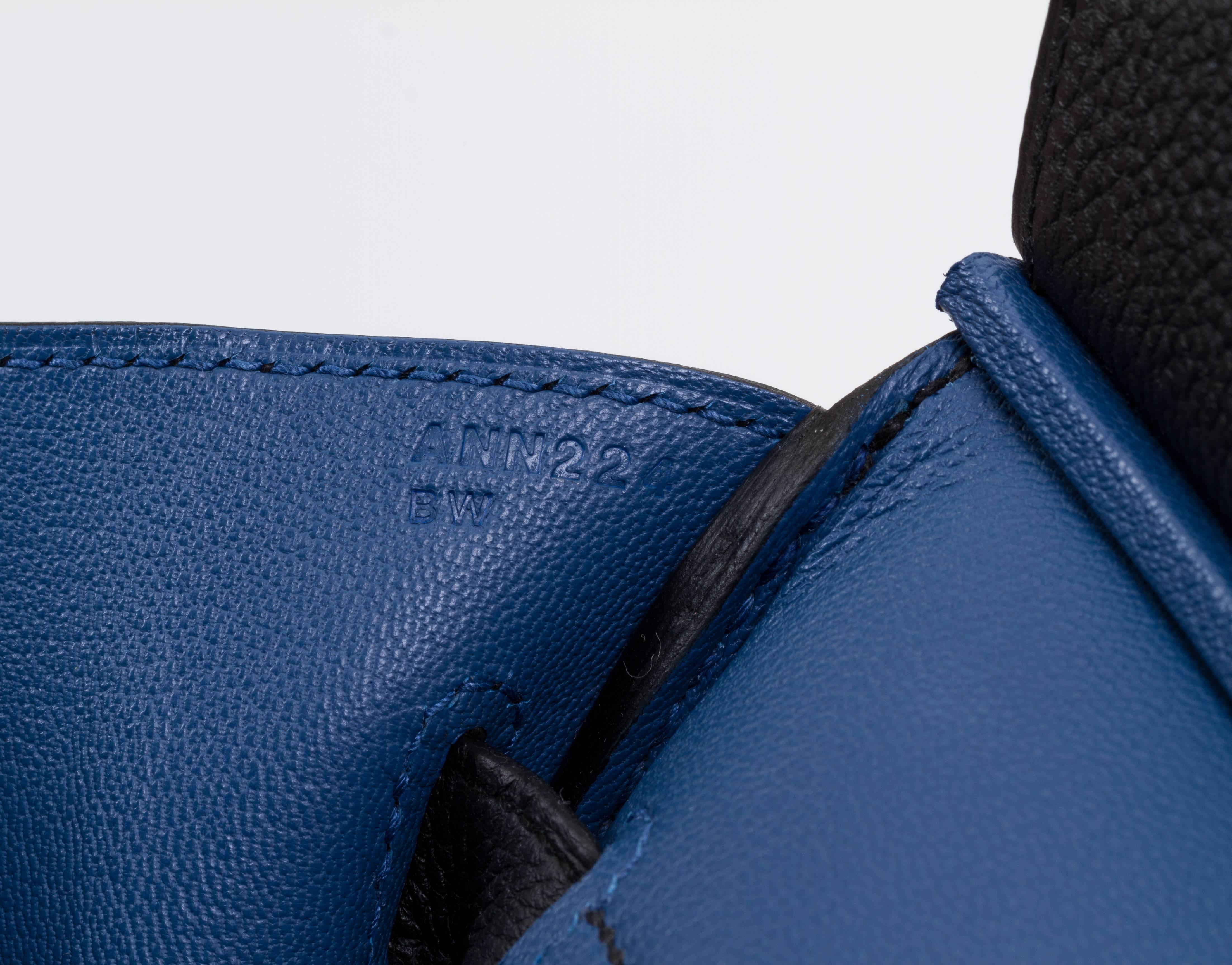 Hermes Limited Edition Birkin 35 Verso Black Blue Agate Bag 3