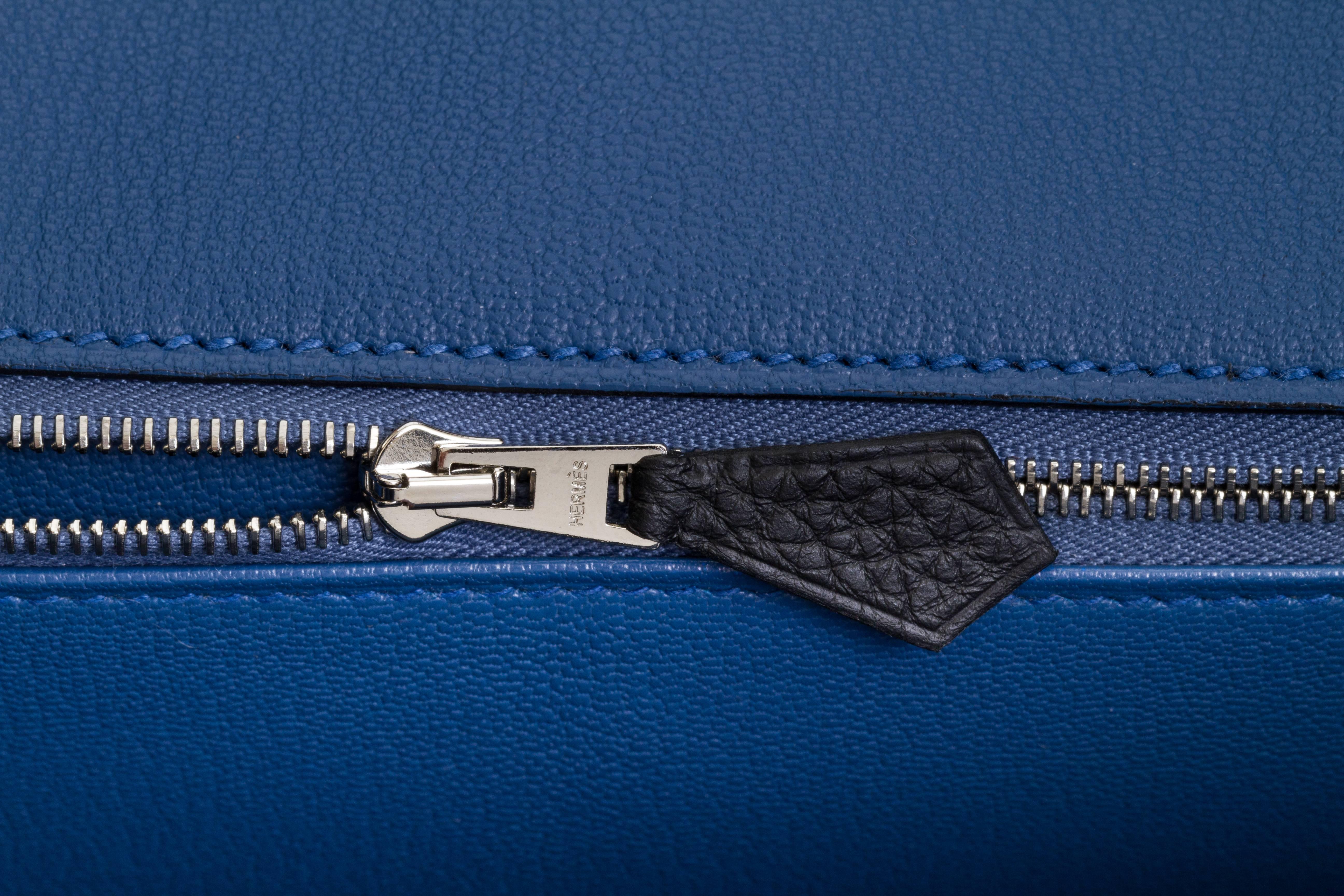 Hermes Limited Edition Birkin 35 Verso Black Blue Agate Bag 4