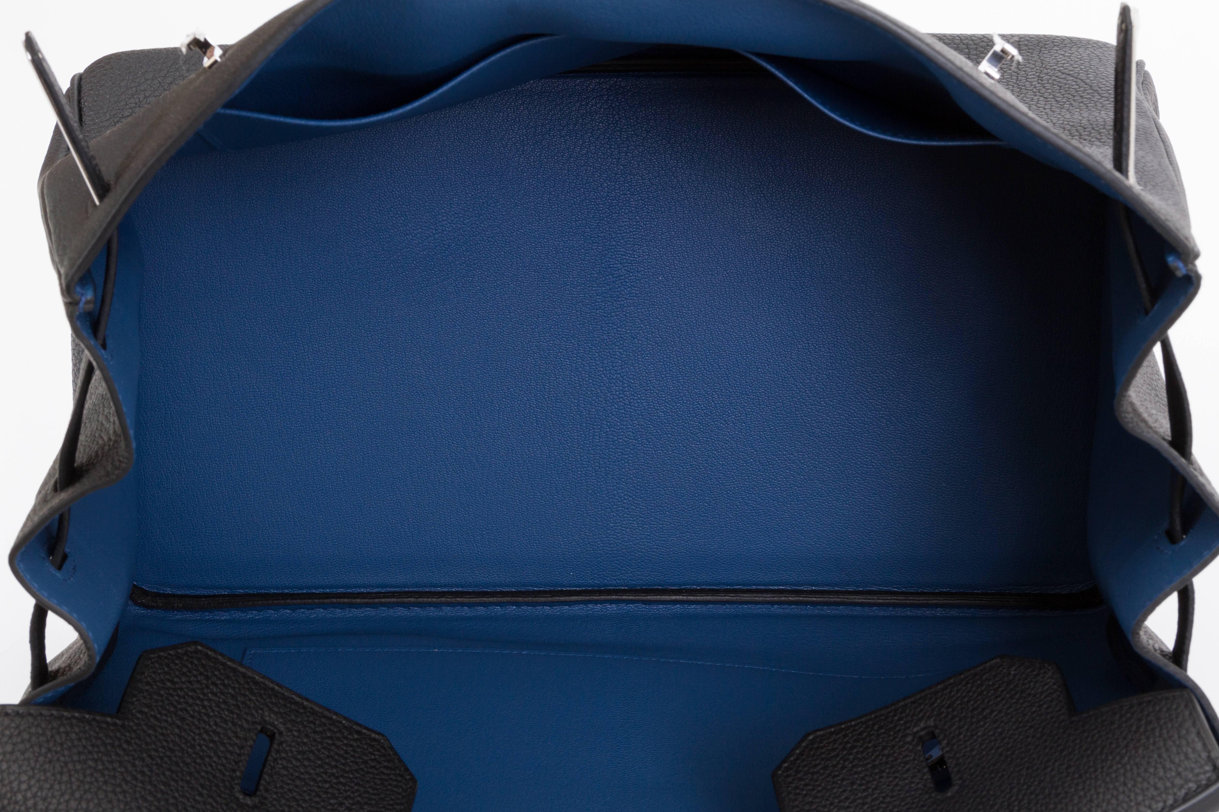 Hermes Limited Edition Birkin 35 Verso Black Blue Agate Bag 5