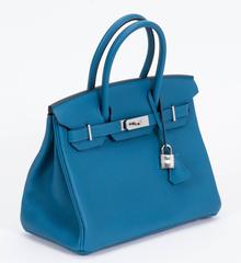 New in Box Hermès 30cm Blue Cobalt Birkin Bag