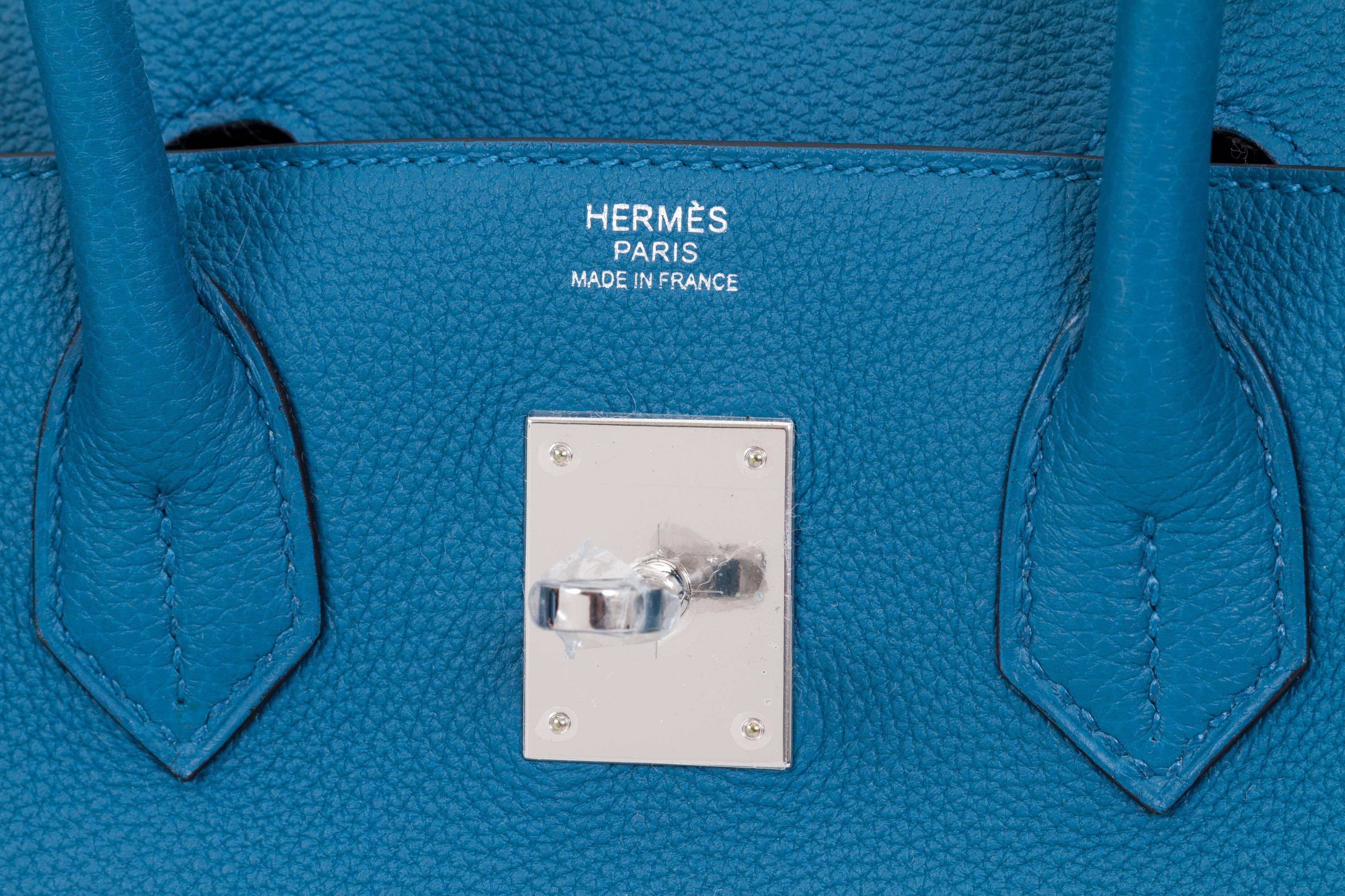 New in Box Hermès 30cm Blue Cobalt Birkin Bag 2