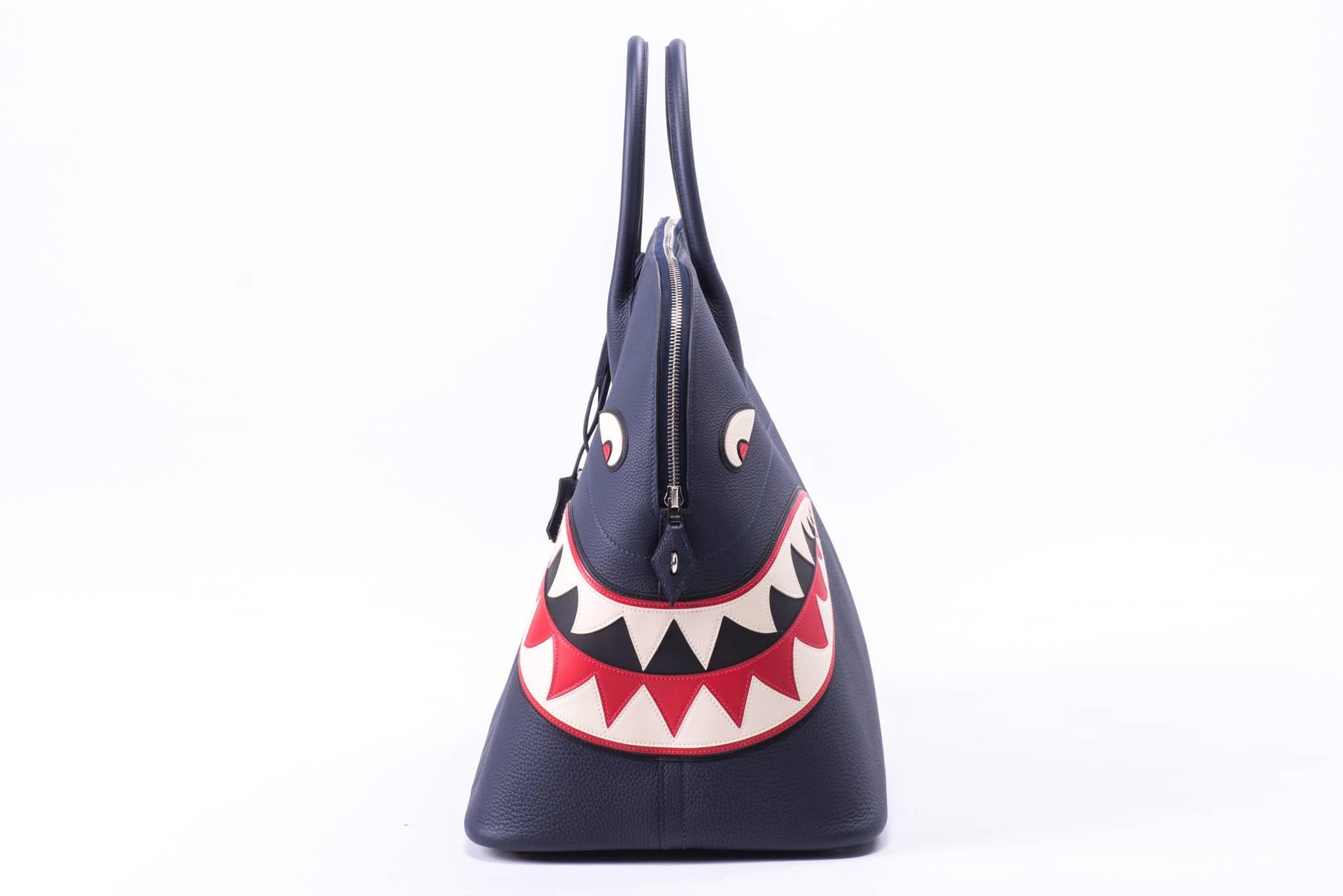 New in Box Hermes Limited Edition Indigo Blue Shark Bolide Bag 1