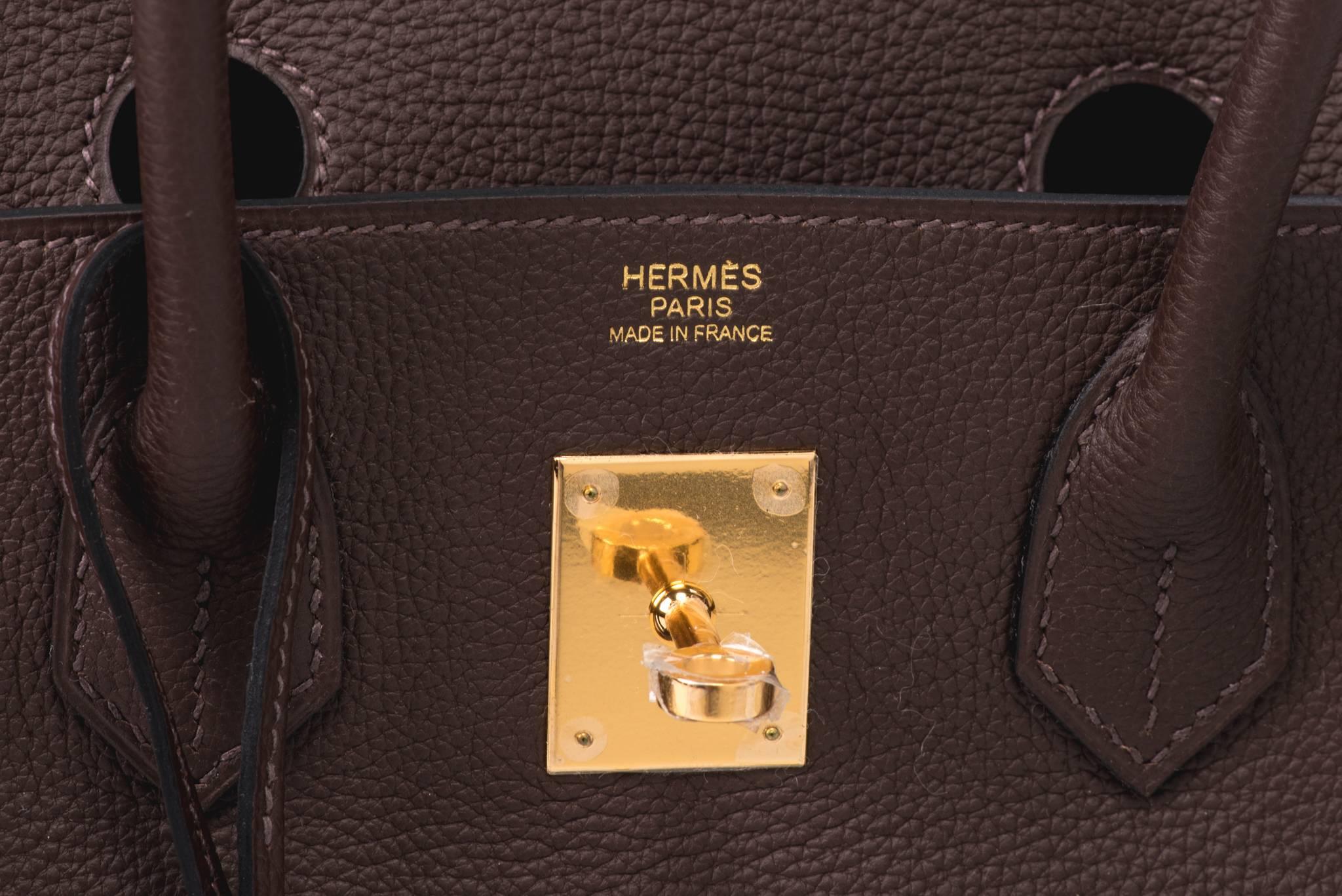 New in Box Hermes Birkin 30 Cacao Gold Togo Bag In New Condition In West Hollywood, CA