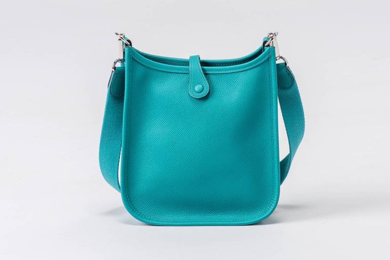 New Hermes Blue Paon Epsom Mini Evelyne Crossbody Bag at 1stdibs
