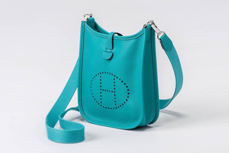 New Hermes Blue Paon Epsom Mini Evelyne Crossbody Bag at 1stDibs mini hermes crossbody bag