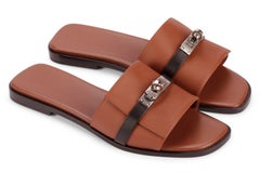 Hermès Gold Giulia Sandals NIB