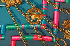 Hermès Teal "Petite Main" Silk Scarf