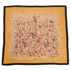 Hermes "Les Bles" Yellow Silk Scarf