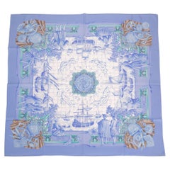 Hermès "Azulejos" Celeste Silk Scarf
