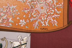 Hermes Brown "Neige d"Antan" Silk Scarf